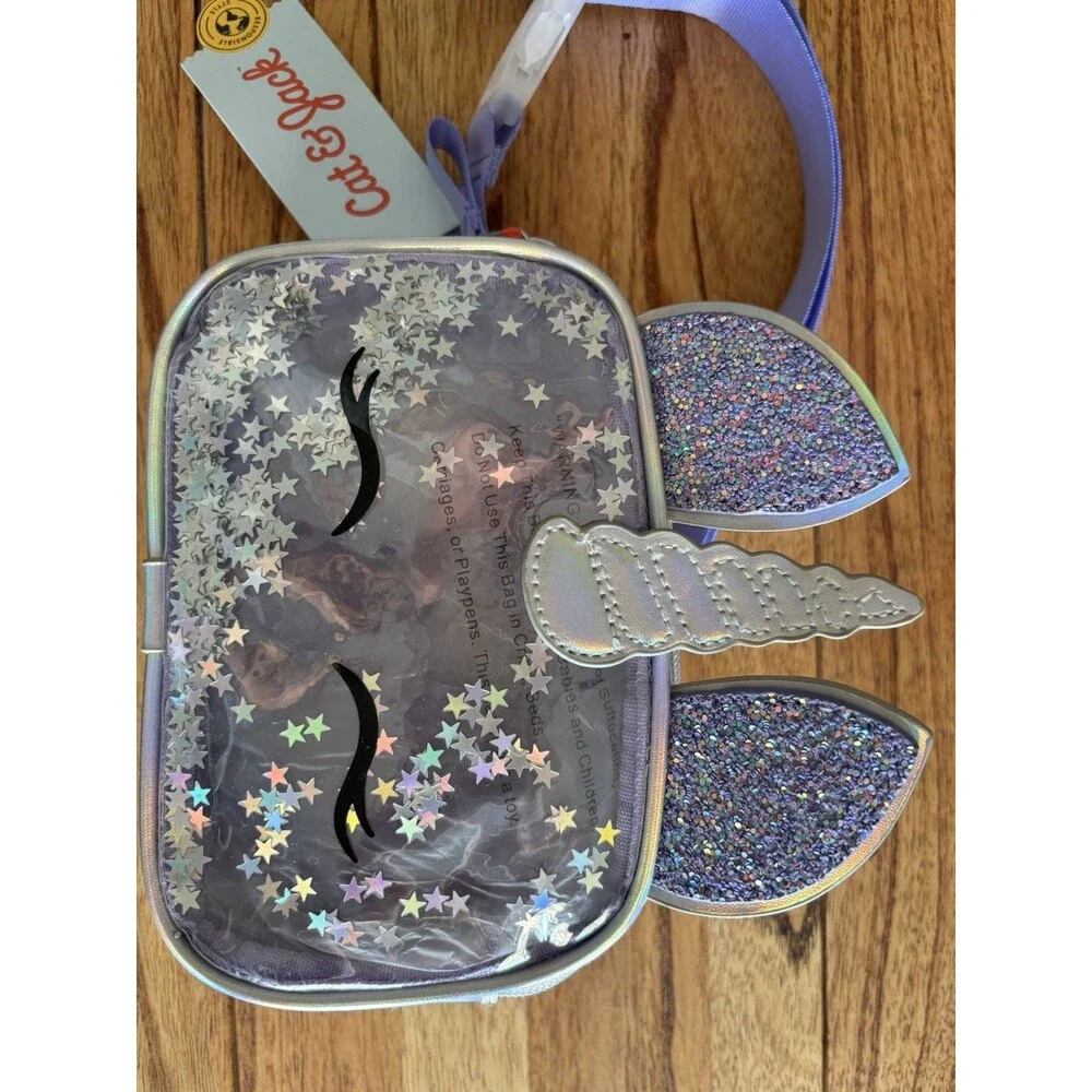 Cat & Jack Unicorn Glitter Kids Fannypack with Star Accents